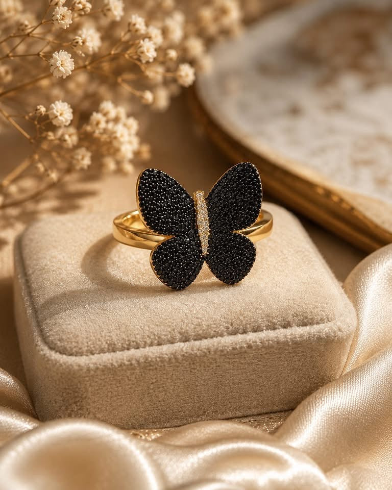 Black Butterfly Ring
