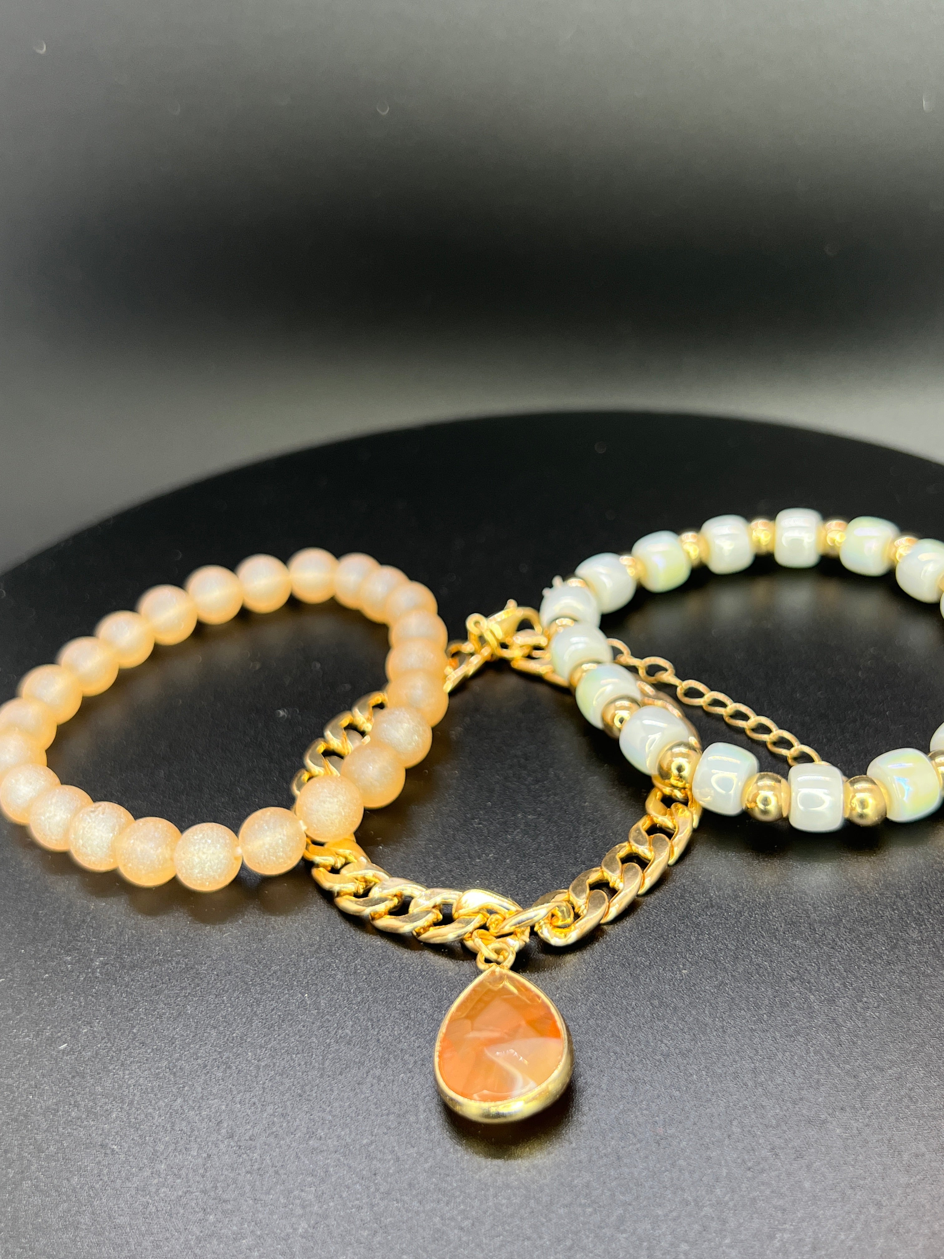 3 Pc Pearl Bracelet Set